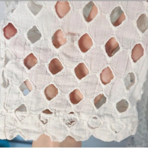 Free People Geo Eyelet Cotton Cover Up Pants Elastic Waist Size XS Vacation - Picture 11 of 11